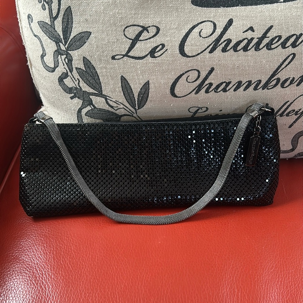 Elegant Whiting & Davis black metallic mesh evening bag like new without tags.